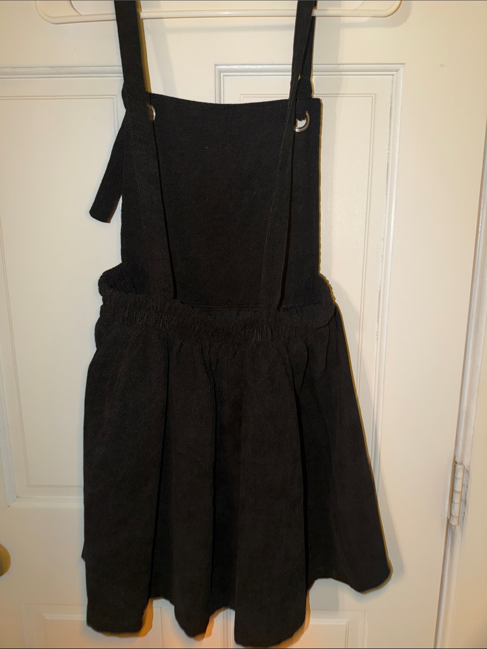 Girls Black Pinafore Dress with Adjustable Straps - Picture 2 of 2